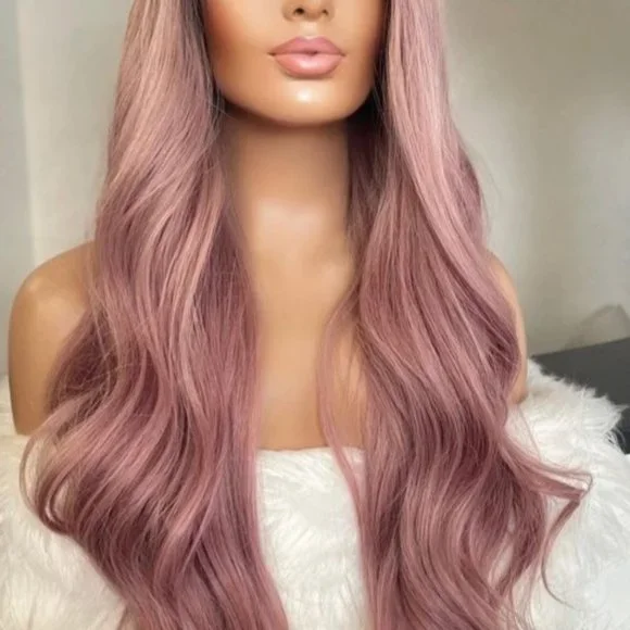 Brand New Clip in Long Human Hair Extensions 22" Pink 20 Packs Wig - Picture 4 of 10